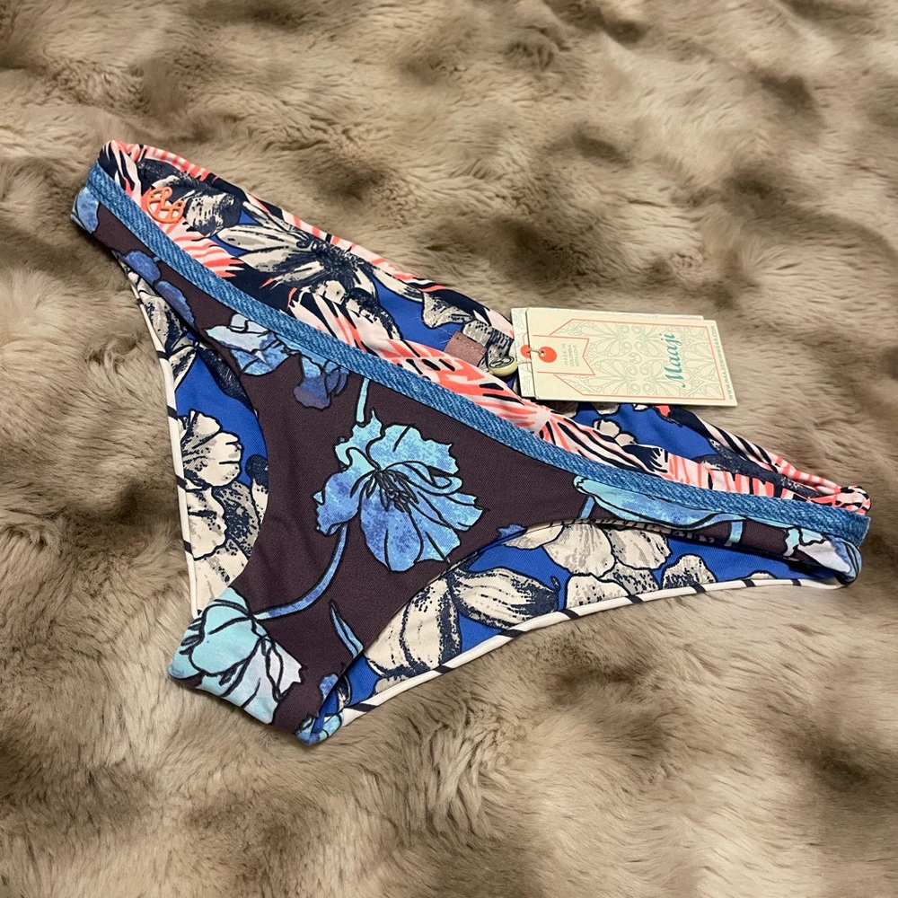 Maaji Blue Floral Reversable Bikini Bottom